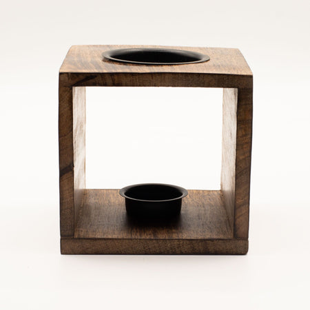 Large Square Mango Wood Oil Burner  - Tree of Life