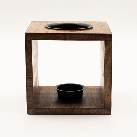 Large Square Mango Wood Oil Burner- Pentagon